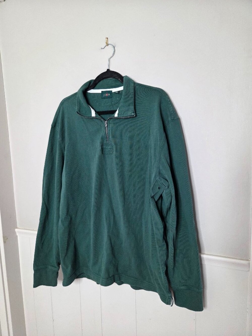 J. CREW Solid Green Half Zip Rugby Shirt